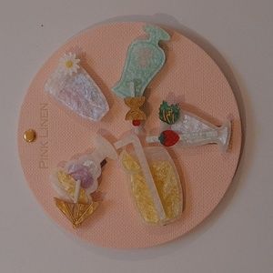 Pink Linen hair clips